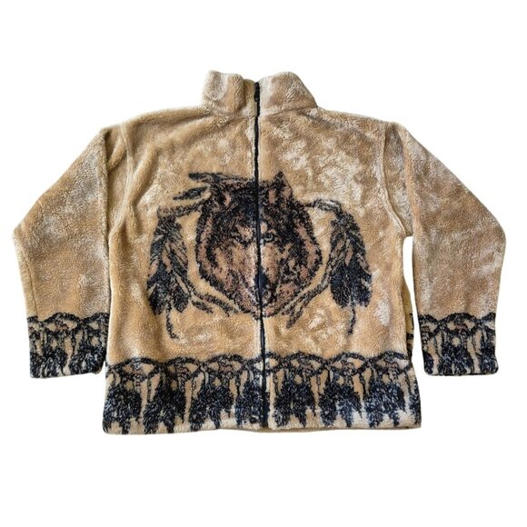 Other - VTG Renegade Club Men's Size L Animal Print Fleece Zip Up 90s Jacket Nature